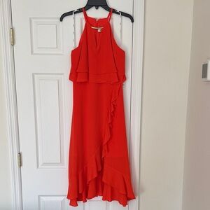 Kensie Tangerine Ruffled High Low Dress - NWT - 4